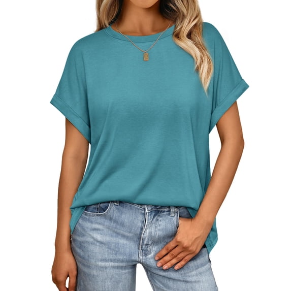 SUNBS Women's Oversized Tops Business Casual Short Sleeve T-Shirt Summer Blouses
