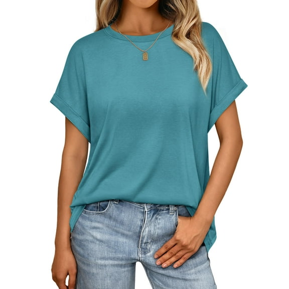 SUNBS Women's Oversized Tops Business Casual Short Sleeve T-Shirt Summer Blouses