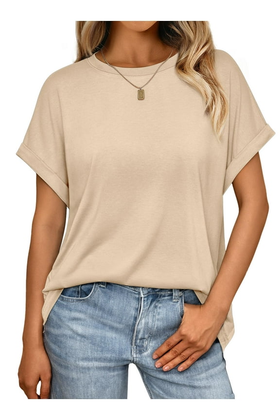 Women's Oversized Tops Business Casual Short Sleeve T-Shirt Summer Blouses