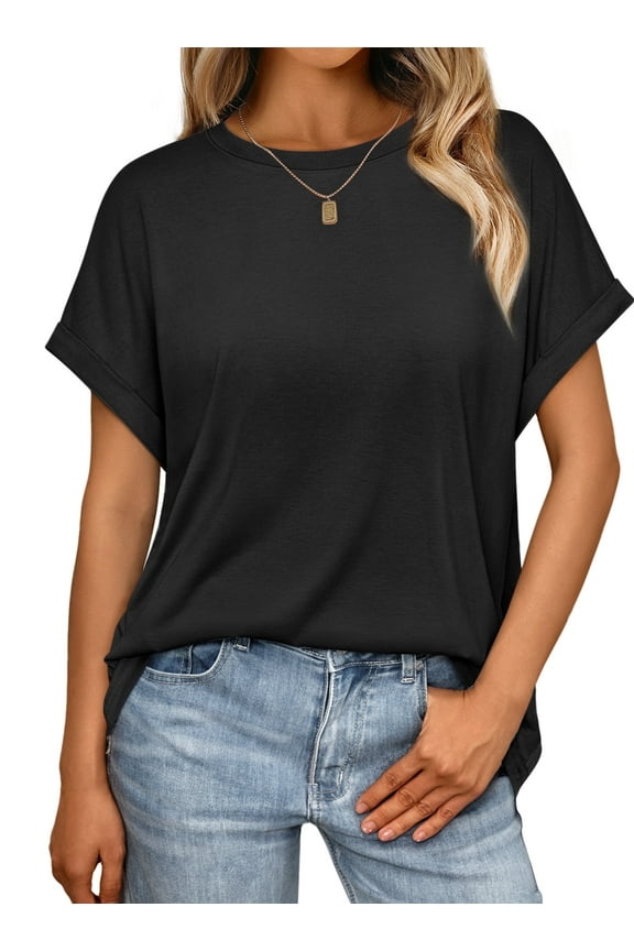Women's Oversized Tops Business Casual Short Sleeve T-Shirt Summer Blouses