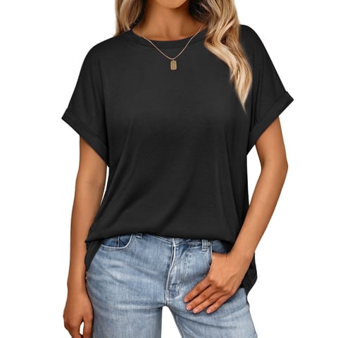 Women's Oversized Tops Business Casual Short Sleeve T-Shirt Summer Blouses