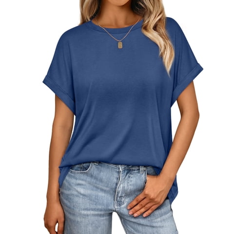 Women's Oversized Tops Business Casual Short Sleeve T-Shirt Summer Blouses