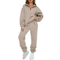 SUNBS Women's Sweatsuits 2 Piece Outfits Long Sleeve Half Zip Pullover and Baggy Sweatpants with Pockets