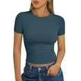 thumbnail image 1 of SUNBS Women's T Shirts Scoop Neck Short Sleeve Crop Tops Slim Fit Y2K Summer Tops, 1 of 7