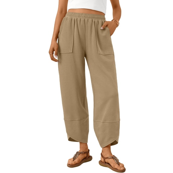 SUNBS Women Barrel Wide Leg Sweat Pants Soft Blend with Pockets Drawstring for Casual
