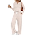 thumbnail image 1 of SUNBS Two Piece Sets for Women Lounge Sets Long Sleeve Tops Wide Leg Pants Fall Casual Vacation Travel Outfits with Pockets, 1 of 8
