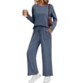 thumbnail image 1 of SUNBS 2 Piece Outfits Women Fall Lounge Sets Crew Neck Tops Wide Leg Pants Vacation Travel Sweatsuits with Pockets, 1 of 7