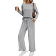 thumbnail image 1 of SUNBS 2 Piece Outfits Women Fall Lounge Sets Crew Neck Tops Wide Leg Pants Vacation Travel Sweatsuits with Pockets, 1 of 7