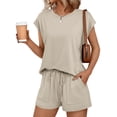 thumbnail image 1 of SUNBS Lounge Sets for Women Two Piece Outfits Crew Neck Short Sets Cap Sleeve Drawstring with Pocket, 1 of 8