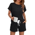 thumbnail image 1 of SUNBS Lounge Sets for Women 2 Piece Outfit Sets Tunic Shirts Short Cap Sleeve Crew Neck Drawstring Sweat Suit Summer with Pocket, 1 of 7