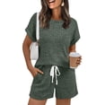 thumbnail image 1 of SUNBS Lounge Sets for Women 2 Piece Outfit Sets Tunic Shirts Short Cap Sleeve Crew Neck Drawstring Sweat Suit Summer with Pocket, 1 of 7