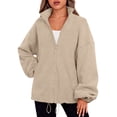 thumbnail image 1 of SUNBS Womens Fleece Jackets Zip Up Oversized Sweatshirts Winter Clothes Long Sleeve Sherpa Fall Outfits Fashion, 1 of 9