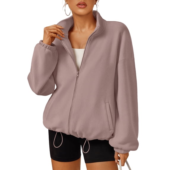 SUNBS Womens Fleece Jackets Zip Up Oversized Sweatshirts Winter Clothes Long Sleeve Sherpa Fall Outfits Fashion