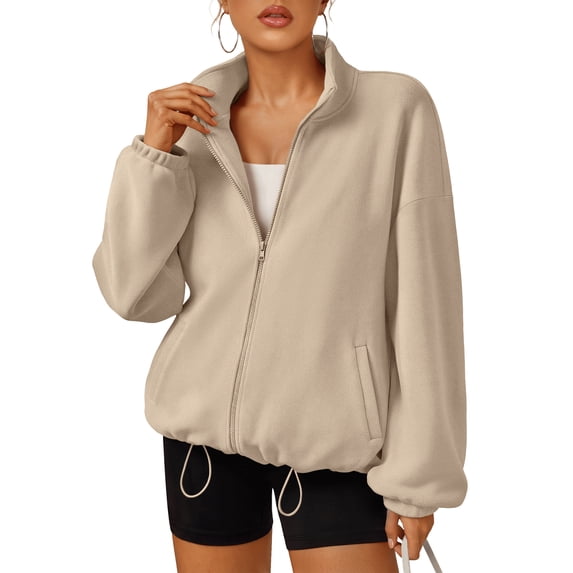 SUNBS Womens Fleece Jackets Zip Up Oversized Sweatshirts Winter Clothes Long Sleeve Sherpa Fall Outfits Fashion