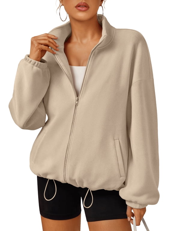 Womens Fleece Jackets Zip Up Oversized Sweatshirts Winter Clothes Long Sleeve Sherpa Fall Outfits Fashion