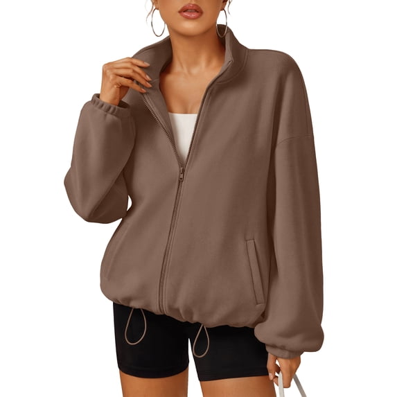 SUNBS Womens Fleece Jackets Zip Up Oversized Sweatshirts Winter Clothes Long Sleeve Sherpa Fall Outfits Fashion