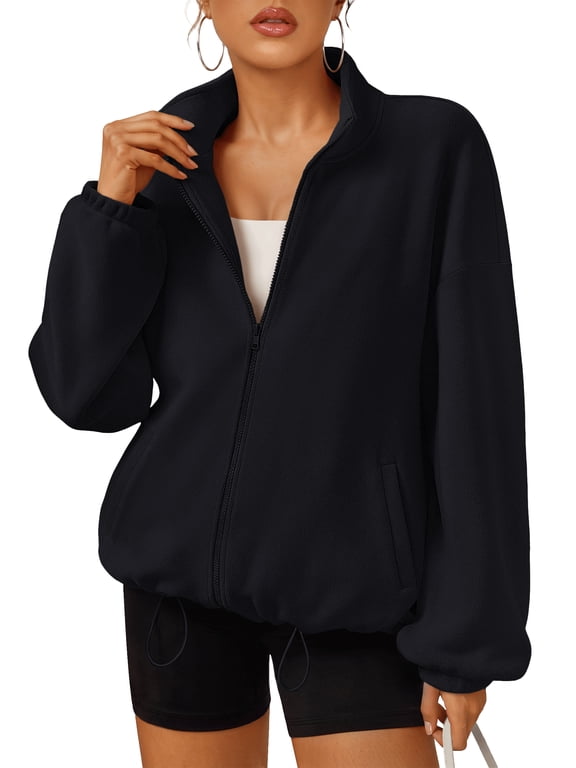 Womens Fleece Jackets Zip Up Oversized Sweatshirts Winter Clothes Long Sleeve Sherpa Fall Outfits Fashion