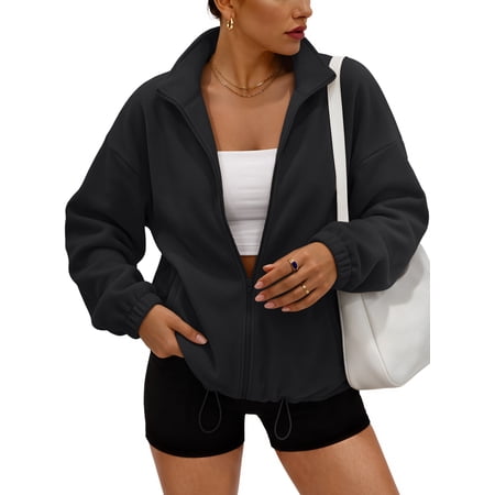 SUNBS Womens Fleece Jackets Zip Up Oversized Sweatshirts Winter Clothes Long Sleeve Sherpa Fall Outfits Fashion