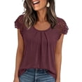 thumbnail image 1 of SUNBS Blouses for Women Lace Tops Pleated Short Sleeve Shirts Summer Business Casual Dressy Clothes, 1 of 6