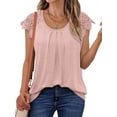 thumbnail image 1 of SUNBS Blouses for Women Lace Tops Pleated Short Sleeve Shirts Summer Business Casual Dressy Clothes, 1 of 6