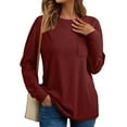 thumbnail image 1 of SUNBS Womens Long Sleeve Crewneck Shirts Fall Winter Casual Work Tops Women Blouses Trendy Basic Outfits, 1 of 7