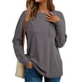 thumbnail image 1 of SUNBS Womens Long Sleeve Crewneck Shirts Fall Winter Casual Work Tops Women Blouses Trendy Basic Outfits, 1 of 8