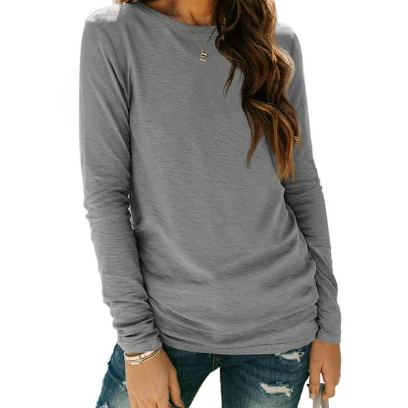SUNBS Womens Long Sleeve T Shirts Crew Neck Fashion Pullover Casual Tops Clothes