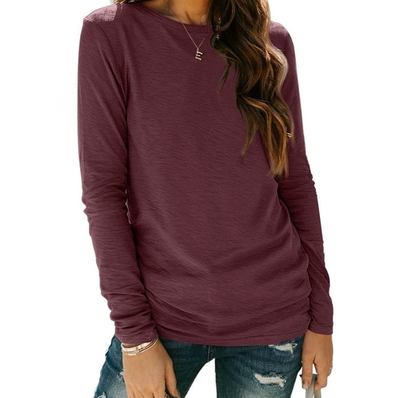 SUNBS Womens Tops Long Sleeve T Shirts Crew Neck Fashion Pullover Casual Fall Clothes