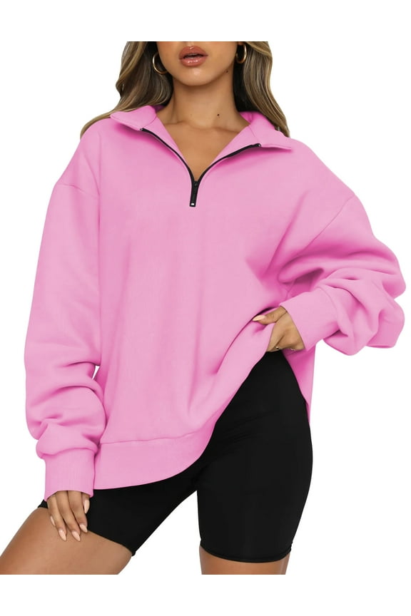 Womens Oversized Sweatshirts Half Zip Pullover Fall Fashion Hoodies Long Sleeve Shirts Clothes