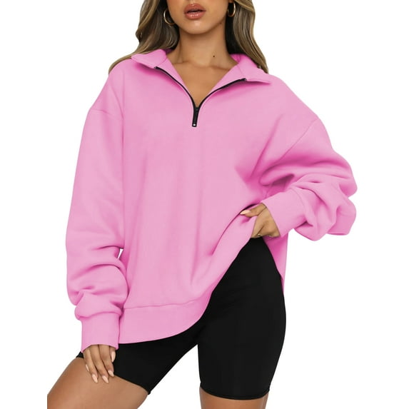 SUNBS Womens Oversized Sweatshirts Half Zip Pullover Fall Fashion Hoodies Long Sleeve Shirts Clothes