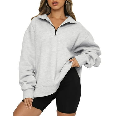 SUNBS Womens Oversized Sweatshirts Half Zip Pullover Fall Fashion Hoodies Long Sleeve Shirts Clothes