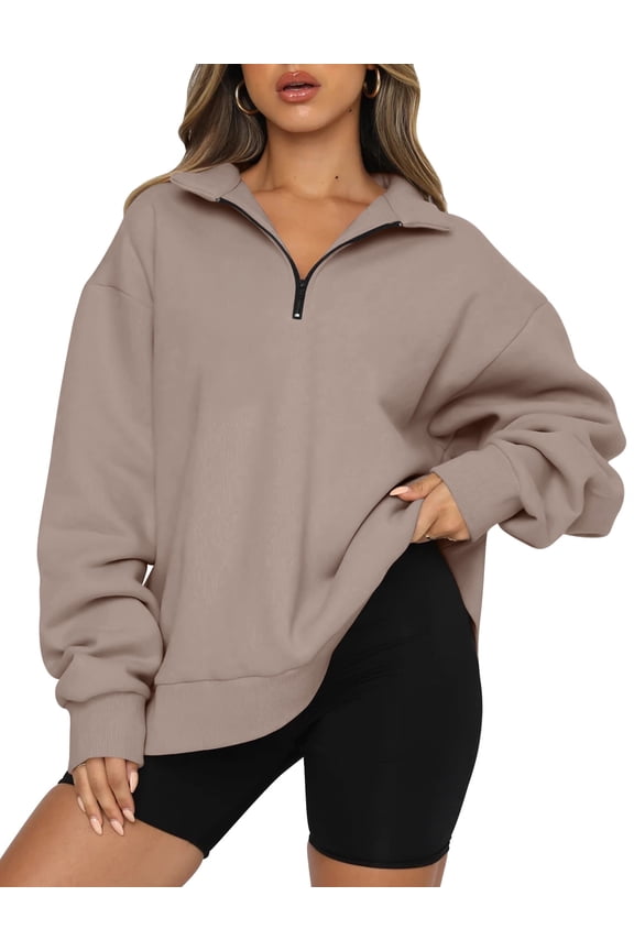 Womens Oversized Sweatshirts Half Zip Pullover Fall Fashion Hoodies Loungwear Clothes
