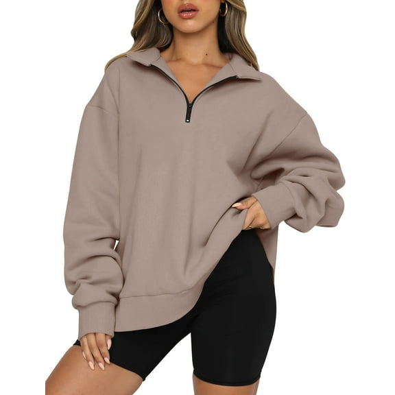 SUNBS Womens Oversized Sweatshirts Half Zip Pullover Fall Fashion Hoodies Loungwear Clothes