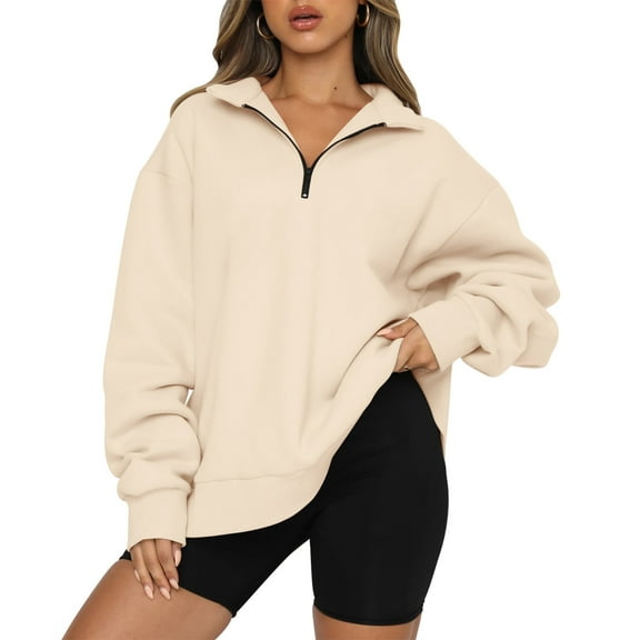 SUNBS Womens Oversized Sweatshirts Half Zip Pullover Fall Fashion Quarter Zip Hoodies Long Sleeve Shirts Clothes