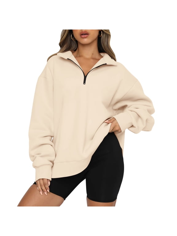 Womens Oversized Sweatshirts Half Zip Pullover Fall Fashion Quarter Zip Hoodies Long Sleeve Shirts Clothes