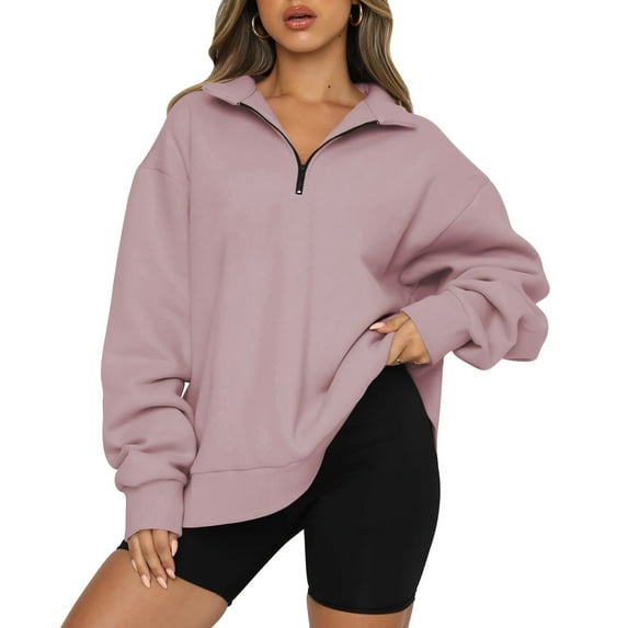 SUNBS Womens Oversized Sweatshirts Half Zip Pullover Fall Fashion Quarter Zip Hoodies Long Sleeve Shirts Clothes
