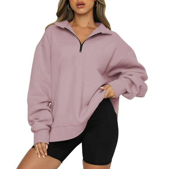 SUNBS Womens Oversized Sweatshirts Half Zip Pullover Fall Fashion Quarter Zip Hoodies Long Sleeve Shirts Clothes