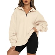 SUNBS Womens Oversized Sweatshirts Half Zip Pullover Fall Fashion Quarter Zip Hoodies Long Sleeve Shirts Clothes