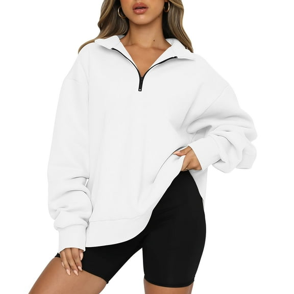 SUNBS Womens Oversized Sweatshirts Half Zip Pullover Fall Fashion Quarter Zip Hoodies Long Sleeve Shirts Clothes