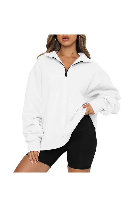 Womens Oversized Sweatshirts Half Zip Pullover Fall Fashion Quarter Zip Hoodies Long Sleeve Shirts Clothes