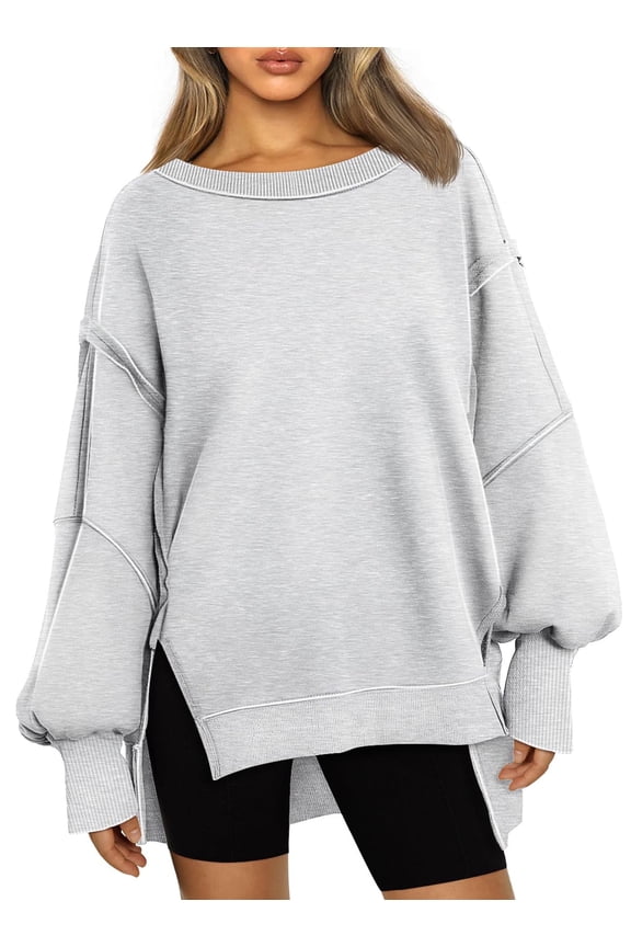 Womens Sweatshirts Oversized Crewneck Hoodies Casual Long Sleeve Pullover Fall Winter Clothes, S-2XL