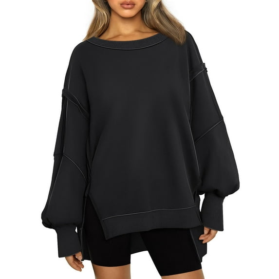 SUNBS Womens Oversized Sweatshirts Crewneck Hoodies Casual Long Sleeve Pullover Fall Winter Clothes, S-2XL