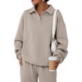 thumbnail image 1 of SUNBS Womens Sweatshirts Polo Collar Half-Button Oversized Long Sleeve Lounge Pullover Tops, 1 of 8