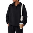 thumbnail image 1 of SUNBS Womens Sweatshirts Polo Collar Half-Button Oversized Long Sleeve Lounge Pullover Tops, 1 of 8
