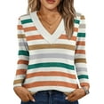 thumbnail image 1 of SUNBS Womens Stripe Shirts V Neck Casual Tops Comfortable Shirt Soft Basic Tees Women Blouses, 1 of 8