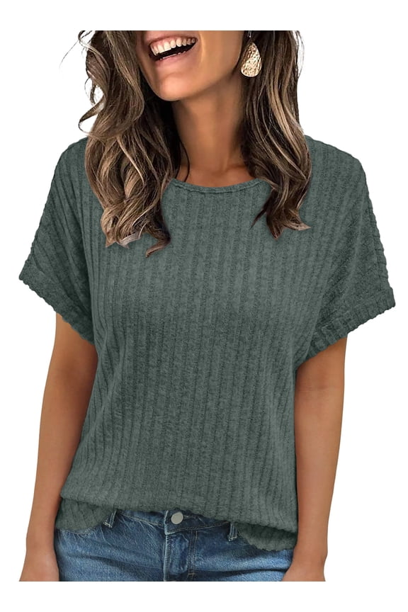 Womens Summer Tops Short Sleeve Sweaters Tunic Tops Dressy Casual Business Shirts