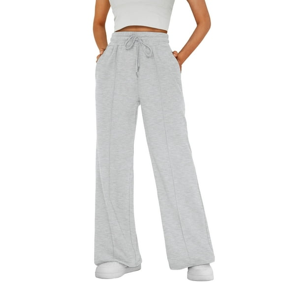 SUNBS Womens Sweatpants Wide Leg Cargo Sweatpants Work Baggy Sweat Pants Elevated Seams Cotton Casual Pants with Pockets