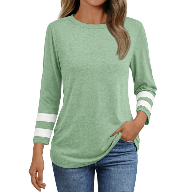 Women's 3/4 Sleeve Christmas Tree T-Shirt – Buffalo Plaid Holiday Top, Casual Festive Tee