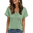 thumbnail image 1 of SUNBS T Shirts for Women V Neck Blouses Summer Casual Short Sleeve Top Cute Basic Trendy Outfits Fashion, 1 of 7
