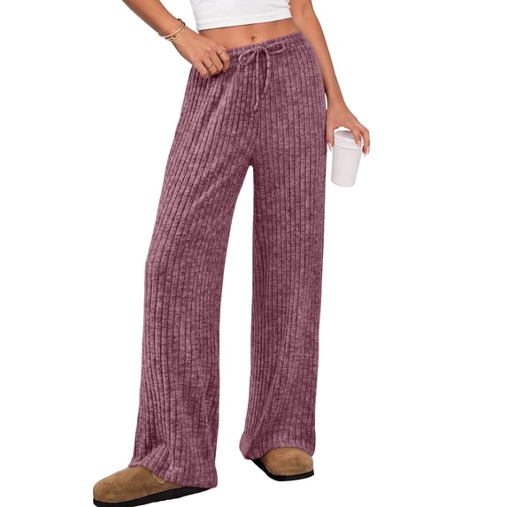 SUNBS Women's Pants Stretch Knit Wide Leg High Waist Drawstring Lounge Sweatpants with Pockets